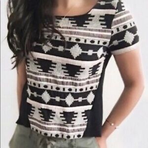 Euc Anthropologie Sunday In Brooklyn Ellery Geo Aztec Short Sleeve Blouse Size S
